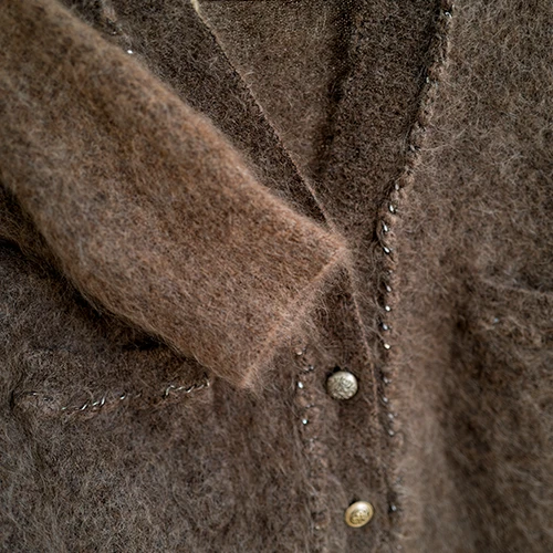 V Neck Fluffy Knit Sweater